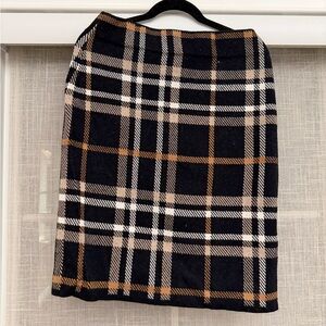 Isaac Mizrahi Black and Tan Plaid Pencil Skirt